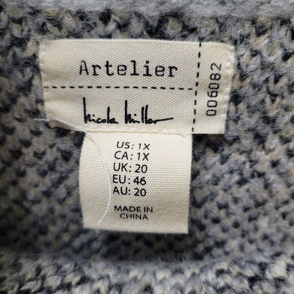 Nicole Miller Artelier Fair Isle Plus Size 1X Turtleneck Sweater NWT Grey - Picture 3 of 5